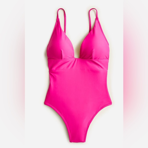 J. Crew Other - New! J.Crew fuchsia one piece plunge bathing suit size 6